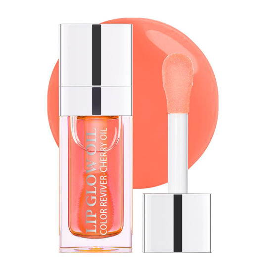Picture of Hydrating Lip Glow Oil, Plumping Lip Oil, Tinted Lip Balm Lip Care, Transparent Toot Lip Oil, Moisturizing Lip Gloss, Non-Sticky Long Lasting Lip Oil Gloss, Lip Plumper Gloss (Pink)