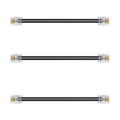 Picture of Ubramac 3Pack Phone Telephone Extension Cord 6 inch Cable Line with Standard RJ11 6P4C Plugs for Landline Phone and Fax(Black,6 inch)