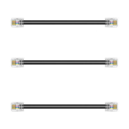 Picture of Ubramac 3Pack Phone Telephone Extension Cord 6 inch Cable Line with Standard RJ11 6P4C Plugs for Landline Phone and Fax(Black,6 inch)
