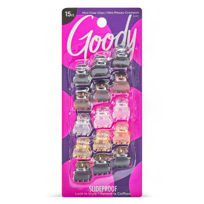 Picture of Goody Classics Mini Claw Clips - Assorted Colors - Great for Easily Pulling Up Your Hair - Pain-Free Hair Accessories for Women, Men, Boys and Girls, 15 Count (Pack of 1)