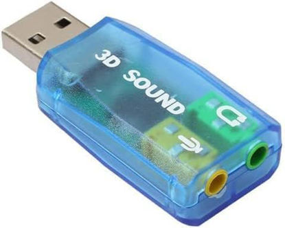 Picture of External 5.1 USB Stereo Sound Card USB 2.0 to 3D Audio Sound Card Adapter Virtual 5.1 Channel for Windows and Mac, PC, Notebook with 3.5mm Headphone and Microphone
