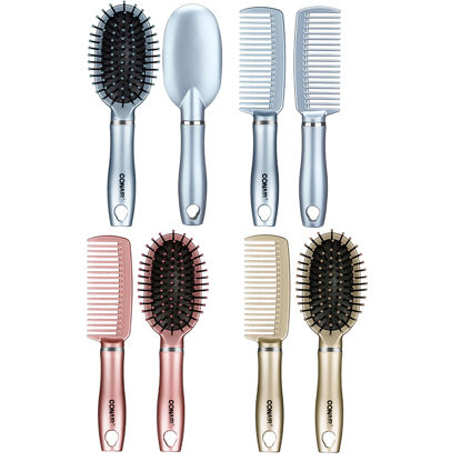 Picture of Conair Detangle & Style Wide-Tooth Comb and Travel Hairbrush Set, Detangler Brush and Comb Set, 2 Count, Color May Vary