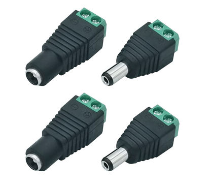 Picture of 12V DC Power Connector 5.5mm x 2.1mm 24V Power Jack Plug Barrel Adapter for CCTV Security Camera Led Strip Light (2 x Male + 2 x Female)