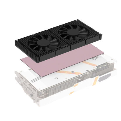 Picture of GPU Backplate Memory Radiator Aluminum Heatsink Cooler with Dual 70mm 4Pin PWM Cooling Fan and 1.2mm 7W Thermal Pad for Graphics Card RTX 3090