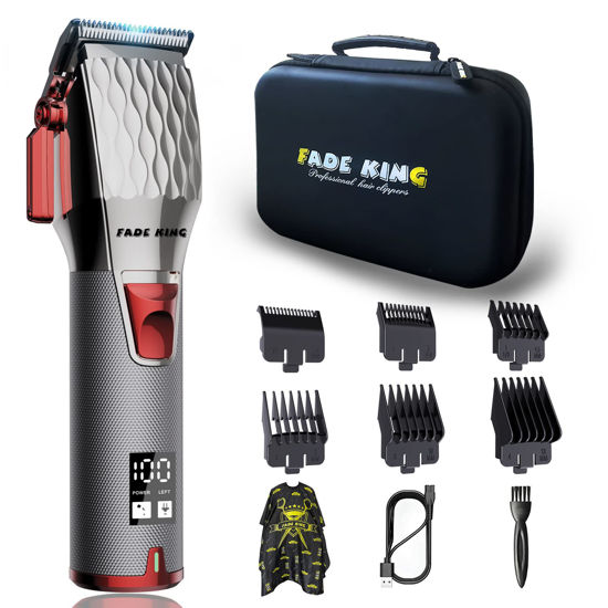 Picture of FADEKING® Professional Hair Clippers for Men - Cordless Barber Clippers for Hair Cutting, Rechargeable Hair Beard Trimmer for Men with LED Display & Quality Travel Case, Gifts for Men