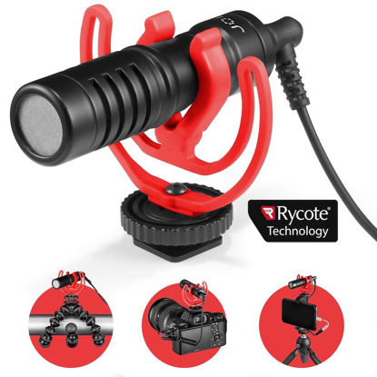Picture of JOBY Wavo Mobile Compact On-Camera Microphone with Rycote Shock Mount, Deadcat Windscreen for Smartphone, Camcorder, iPhone Microphone, Vlogging, YouTube, Phone Microphone, Professional Microphone