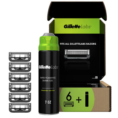 Picture of Gillette Labs with Exfoliating Bar Razor Refills for Men , 6 Razor Blade Refills and 7oz Rapid Foaming Shave Gel