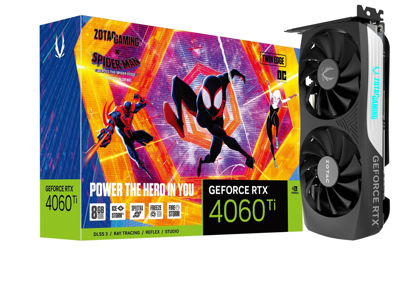Picture of ZOTAC Gaming GeForce RTX 4060 Ti 8GB Twin Edge OC Spider-Man: Across The Spider-Verse Inspired Graphics Card Bundle, ZT-D40610H-10SMP