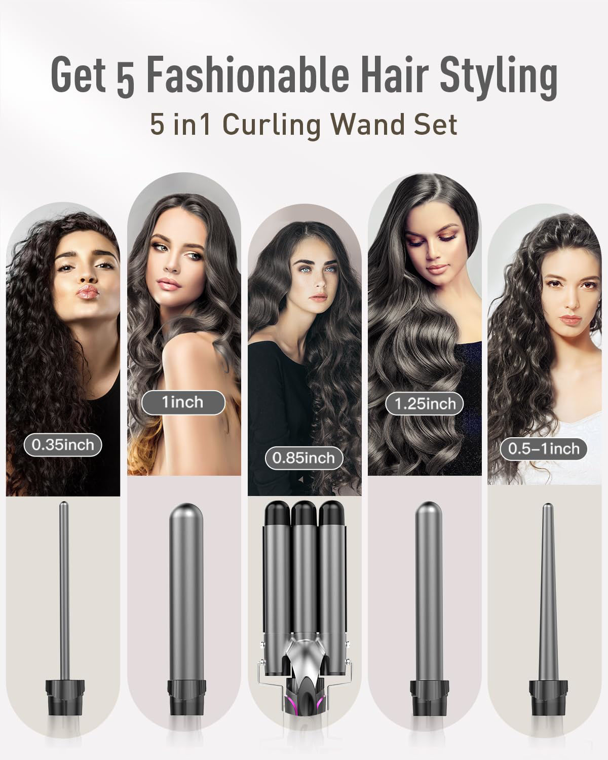 GetUSCart- Waver Curling Iron Curling Wand - BESTOPE PRO 5 in 1 Curling ...