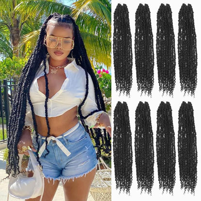 Picture of 30 Inch Passion Twist Crochet Hair 8 Packs Long Passion Twist Hair Pre-Twisted, Pre Looped Ombre Passion Twists Crochet Passion Twist Hair Pretwisted Bohemian Crochet Hair 1B