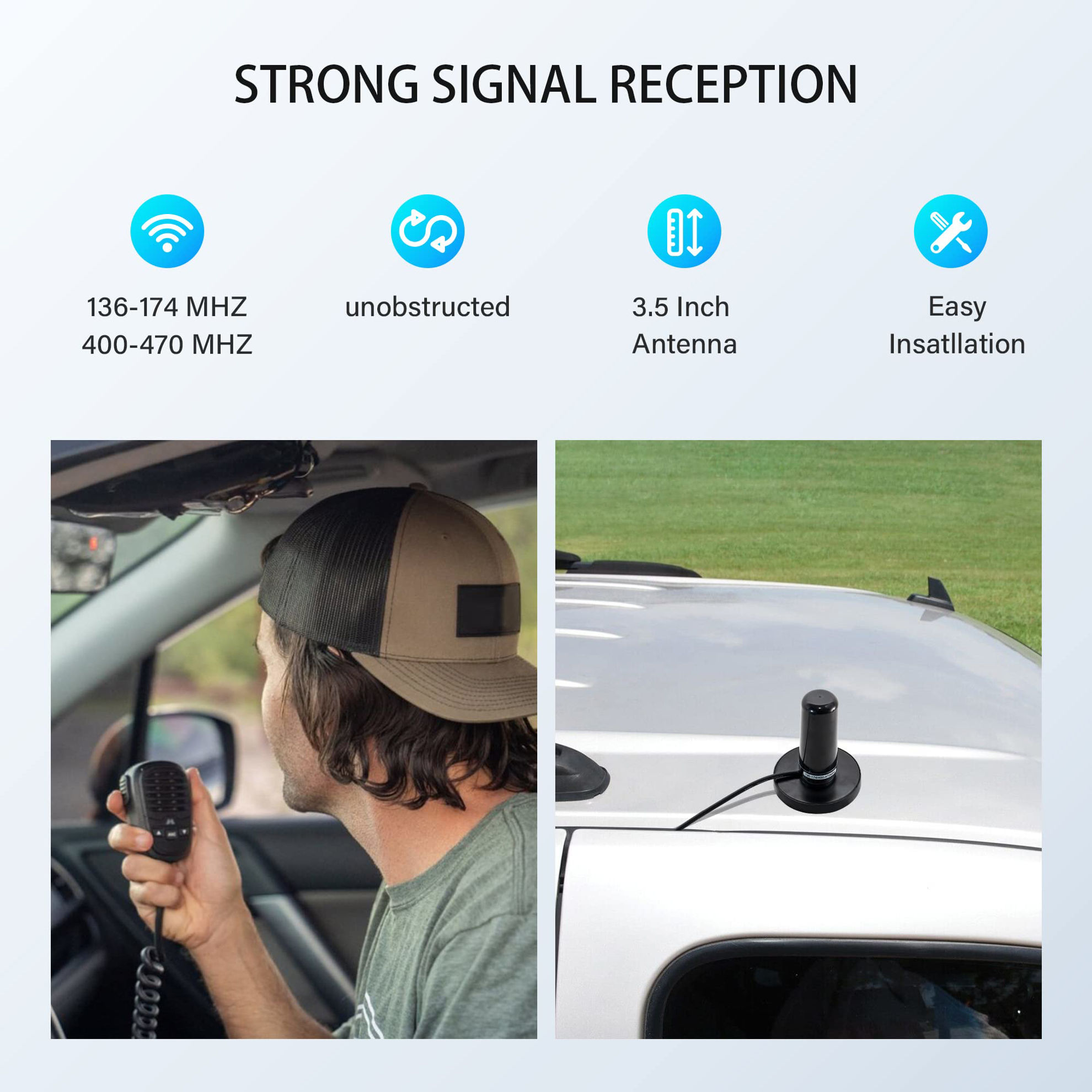 GetUSCart- Anina 3.5 Inch NMO Dual Band VHF UHF Antenna with Magnetic ...