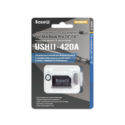Picture of Baseqi UHS-II Aluminum microSD Adapter for 2021 M1 MacBook Pro 14 and 16 Inch (Space Grey + HDMI Dust Cover)