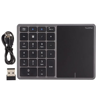 Picture of 22 Keys Wireless Numeric Keypad, 2 in 1 Wireless Bluetooth 4.2 Number Pad with Touchpad, Portable Wireless Numeric Keypad for Computers(Iron Gray)