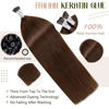 Picture of LAAVOO Brown Real Hair Extensions Tip Dark Brown Hair Extensions Human Hair 16 inch 50g/50s I Tips Extensions Remy Human Hair for Black Women