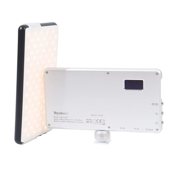 Picture of Teyeleec TA180 Slim Handhohld On-Camera Photo Mini Bicolor Pocket Panel Fill Lighting Vlog Makeup Supplement Lightweight Electronic Photographic Lights Jewelry Shoot Build-in Li-Polymer Mobile Charger