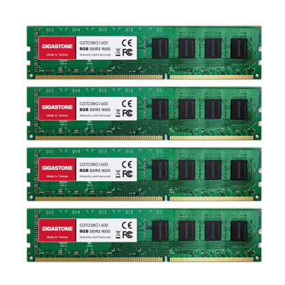 Picture of 【DDR3 RAM】 Gigastone Desktop RAM 32GB (4x8GB) DDR3 32GB DDR3-1600MHz PC3-12800 CL11 1.5V UDIMM 240 Pin Unbuffered Non ECC for PC Computer Desktop Memory Module Ram Upgrade Kit (Desktop ONLY)