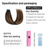 Picture of SUYYA Tape in Hair Extensions Human Hair Balayage Darkest Brown to Light Brown 16 Inch 40g/pack 20pcs Straight Seamless Skin Weft Tape in Real Human Hair Extensions(16inch #P2/8/T2)