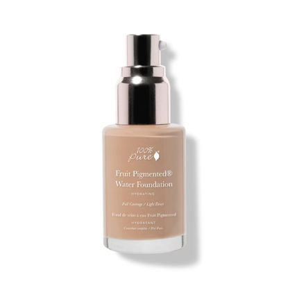 Picture of 100% PURE Water Foundation Full Coverage Hydrating Makeup, Light Dewy Finish, Moisturizing Concealer Normal to Dry Skin - Fruit Pigment Color Warm 5.0 w/ Peachy Undertones for Medium Skin - 1 Fl Oz