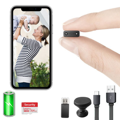Picture of 【Free 64G】Smallest Wireless WiFi Camera with Battery,HD1080P Remote Wireless Camera,Portable HDVdeo Security Camera,with Night Vision,Motion Detection, Remote Viewing for Security with iOS Android