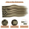 Picture of Honsoo Clip In Hair Extensions Real Human Hair Dark Brown to Blonde 18in 70g 7pcs Vrigin Hair 9a Hair Natural Hair For Women (18"#2P613)