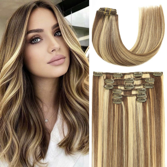 Clip in human hotsell hair extensions highlights