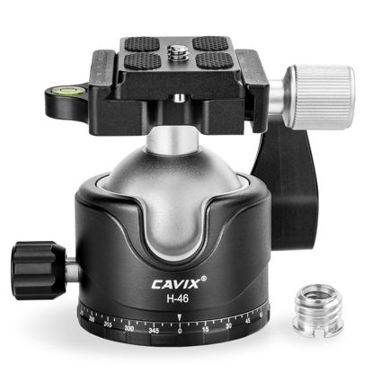 Picture of Tripod Head, CAVIX H-46 Metal Ball Head Camera Tripod Head 44lbs/20kg Load with Arca Swiss Quick Release Plate for Tripod, Monopod, DSLR, Camera…
