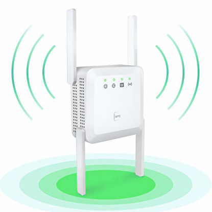 Picture of 1200Mbps WiFi Extender Signal Booster for Home - Wireless Booster 2.4G and 5G Dual Band WiFi Extender with 2 Ethernet Ports,4 Antennas 360 °Full Coverage and Long Range
