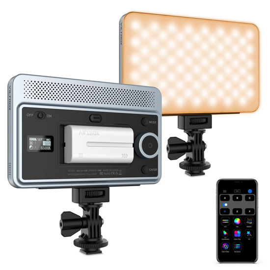 VILTROX 18W Bi-Color LED Video Light With App Control,2800K-6800K CRI95 Video Panel Light With NP-F550 Rechargeable Battery Dimmable Photography Lamp For Tiktok Outdoor Photography (Sprite 15B