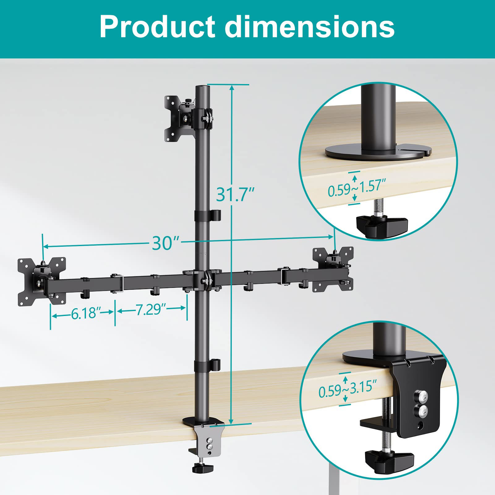 GetUSCart MOUNT PRO Triple Monitor Mount, Monitor Stand fits 3 Screens