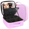 Picture of MOMIRA Makeup Bag with Mirror and Light Travel Makeup Train Case Cosmetic Bag Organizer Portable Artist Storage Bag with Adjustable Dividers Makeup Brushes Storage Organizer Purple