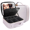 Picture of MOMIRA Travel Cosmetic Train Case with Lighted Mirror 3 Color Scenarios Cosmetic Bag Organizer with Adjustable Dividers Makeup Storage for Women, Makeup Accessories & Tools Case Violet Grey