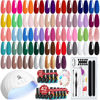 Picture of MEFA 60 Pcs Gel Nail Polish Kit with U V Light, 42 Colors All Seasons Collection Colorful Soak Off Gel Polish Nail Set with Matte/Glossy Base Top Coat, Instant Cuticle Remover, Essential Manicure Tools Nails Art DIY Salon Home Gifts for Women Girls 