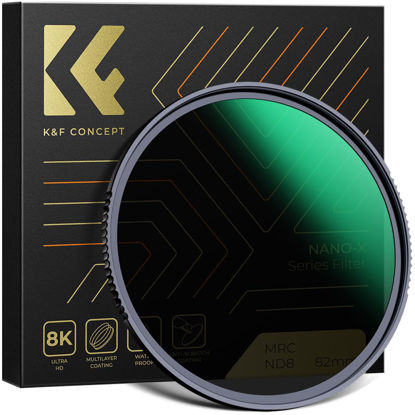 Picture of K&F Concept 82mm ND8 (3-Stop Fixed Neutral Density Filter) ND Lens Filter, 28 Multi-Layer Coatings HD Hydrophobic Ultra Slim Nano-X Series Filter for Camera Lens