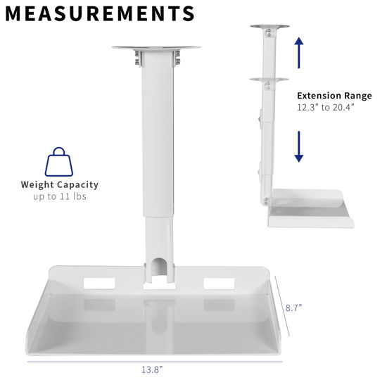 VIVO Universele Verlenging Plafond Projector Mount/Hoogte Verstelbare Projectie Kleur: wit