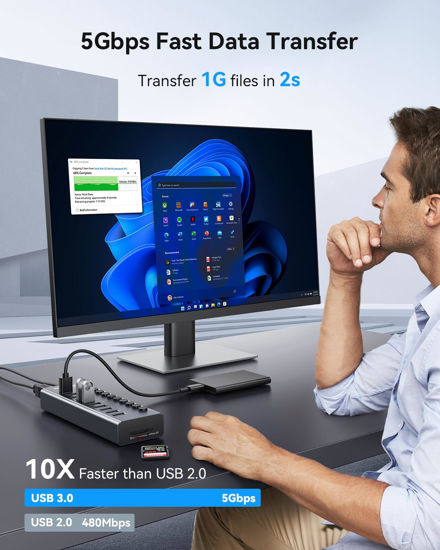 GetUSCart- WENTER Powered USB Hub 3.0 with SD/TF Card Reader, Aluminum ...
