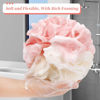 Picture of FARMOGA Bath Loofah Sponge Back Scrubber Shower Sponge Soft Mesh Exfoliator Pouf Shower Ball Bath Sponges for Women and Men Bath Accessories (4Pcs 50g Mix Color)