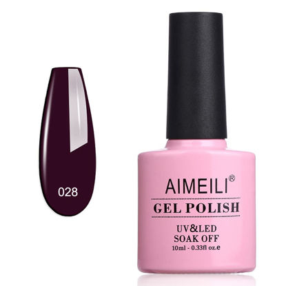 Picture of AIMEILI Soak Off U V LED Gel Nail Polish - Burgundy Plum Dark Purple (028) 10ml