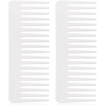Picture of Large Hair Detangling Comb Wide Tooth Comb for Curly Hair Wet Dry Hair, No Handle Detangler Comb Styling Shampoo Comb (Transparent White)