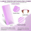 Picture of Large Hair Detangling Comb Wide Tooth Comb for Curly Hair Wet Dry Hair, No Handle Detangler Comb Styling Shampoo Comb (Cyan, Purple)