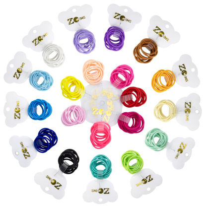 Picture of ZCOINS 200pcs Hair Bands Hair Bobbles Hair Ties Hair Accessories Hairbands 2mm tiny Hairbands Hair Elastics Ponytail Holders for baby Kids Girls Women (Multicolor)