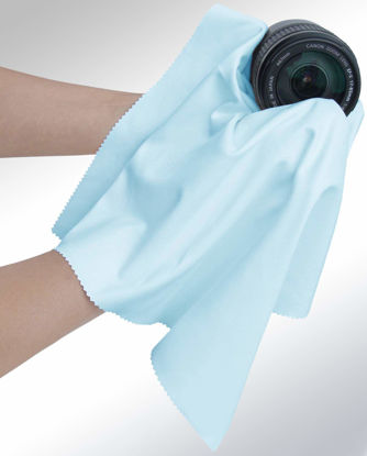 Picture of California JOS 20"x20"(50x50CM) Extra Large Oversized Microfiber Cleaning Cloth, for Electronics and Screens, Lenses on Cameras, Binoculars, telescopes, All Types of Optical Glass (1 Pack Light Blue)