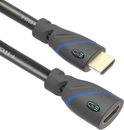 Picture of C&E 1.5 FT (0.4 M) High Speed HDMI Cable Male to Female with Ethernet Black (1.5 Feet/0.4 Meters) Supports 4K 30Hz, 3D, 1080p and Audio Return CNE509761