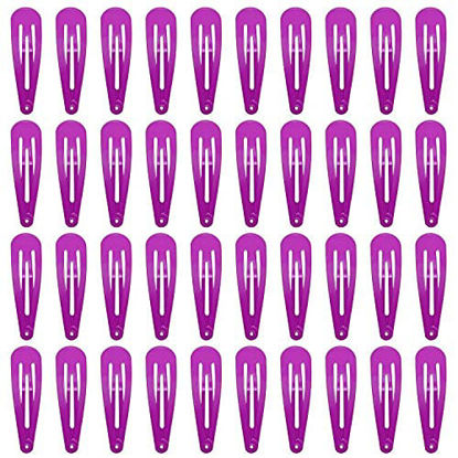 Picture of 40 Counts Colorful Metal Snap Hair Clips 2 Inch Barrettes for Women Accessories (purple)
