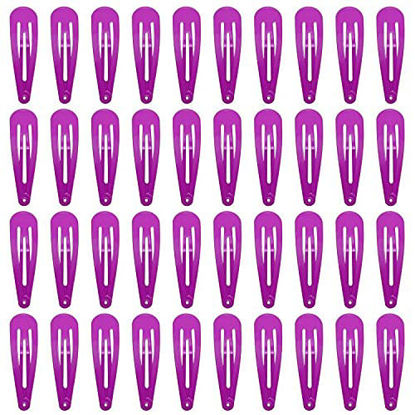 Picture of 40 Counts Colorful Metal Snap Hair Clips 2 Inch Barrettes for Women Accessories (purple)