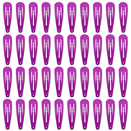 Picture of 40 Counts Colorful Metal Snap Hair Clips 2 Inch Barrettes for Women Accessories (purple)