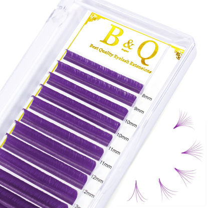 Picture of Colored Eyelash Extensions Purple Easy Fan Volume Lashes D-0.07-14 Color Lashes Easy Fan Lashes Mixed Lash Tray C D Curl Volume Lash Extensions Salon Use by B&Q LASH (Purple-D-0.07,14 mm)