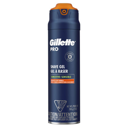 Picture of Gillette PRO Shaving Gel For Men Cools To Soothe Skin And Hydrates Facial Hair, 7oz, ProGlide Sensitive 2 in 1 Shave Gel