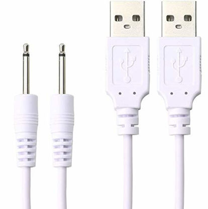 Picture of Accessonico 2 Pack Wand Charger Replacement DC Charging Cable Set Compatible with lovesense,Tracys dog,Tracy's Dogg Beauty Instrument USB Charger Cords 2.5mm Wand Vibrating Massager Charger