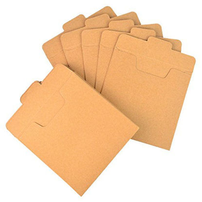 Picture of 40 Pack Kraft Paper CD Sleeves, Wobe CD Envelope Retro DVD Envelopes 5&#39;&#39; x 5&#39;&#39;(12.8 x 12.8 cm) Blank CD Paper Cardboard CD Paper Storage Holder Covers CD Packaging Bags Box Media Cases (Brown)