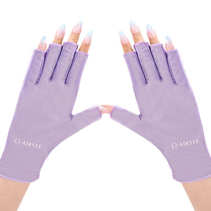 Picture of AIRSEE UV Gloves for Nail Lamp,Professional UPF50+ UV Protection Gloves for Manicures Nail Art,Fingerless Gloves That Shield Skin from The Sun and Nail Lamp